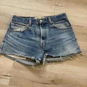 Levi's 517 Denim Shorts Size 32 (Fits like 28) Jeans Bootcut Distressed Cutt-off